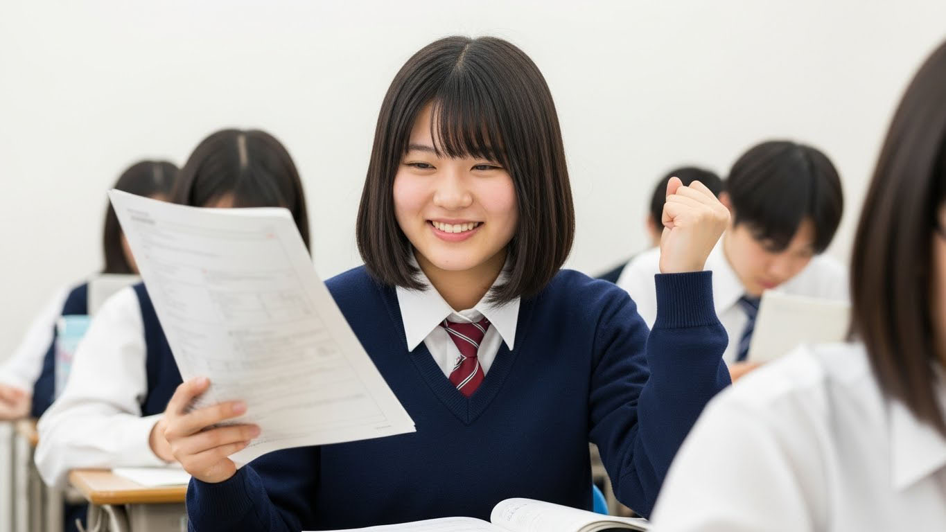 岡山市北区の学習塾で集中して学習する日本人学生たち