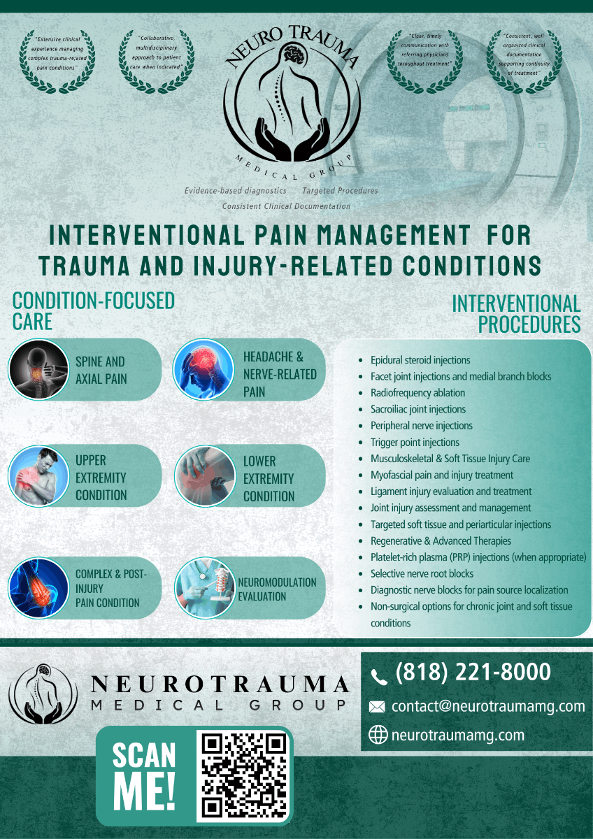 Interventional Pain Management for Trauma and Injury-Related Conditions