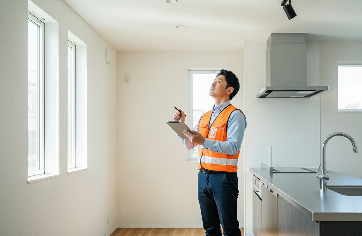 Japan Homes project manager conducting quality inspection on site