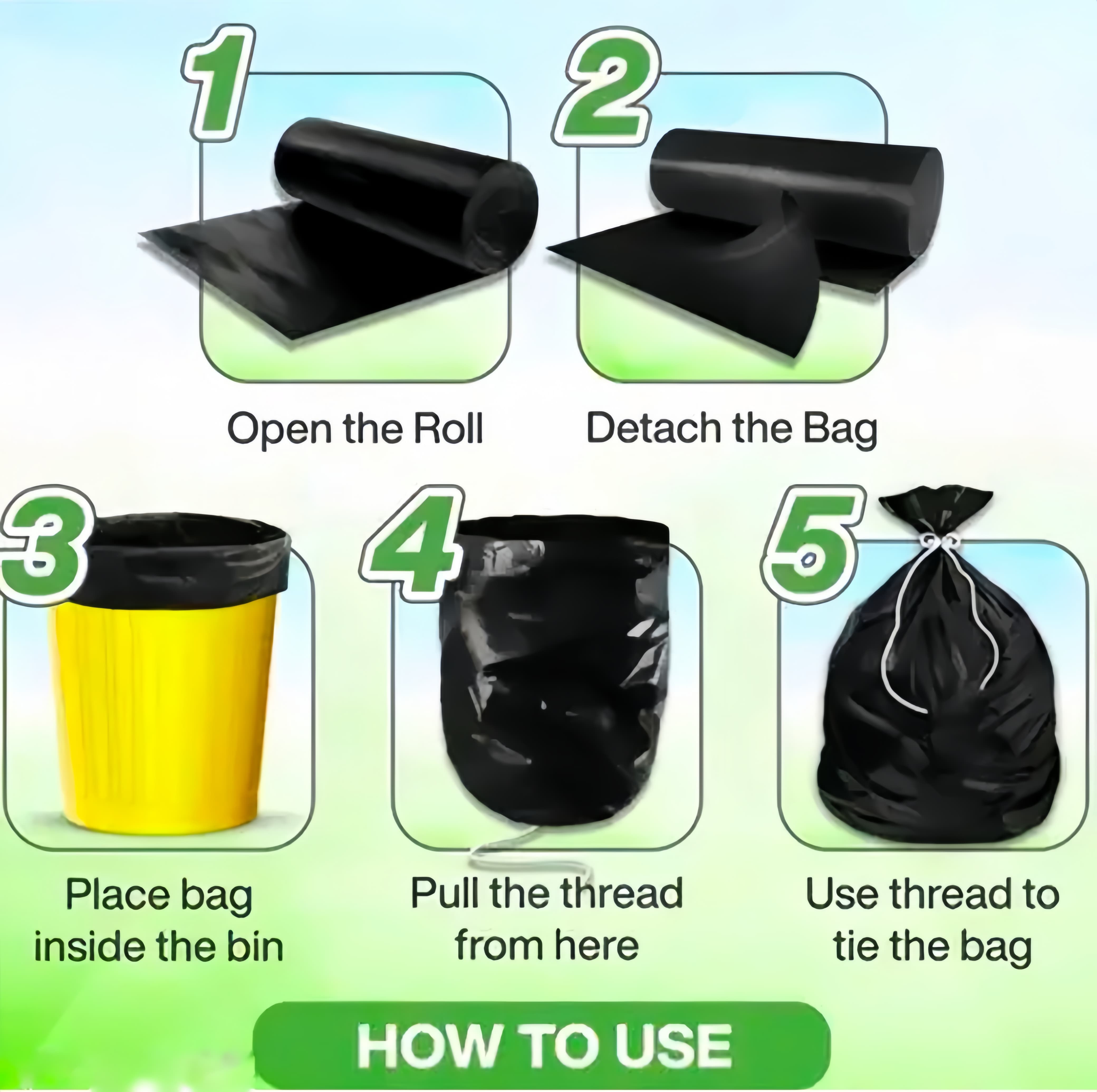 QUICK Premium Biodegradable Garbage Bags 19 X 21 Inches (Medium Size) 120 Bags (4 Rolls) Dustbin Bag/Trash Bag 2