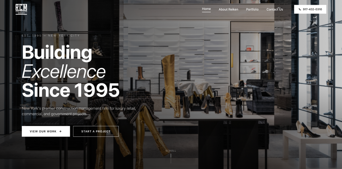 Reiken Construction Management website design