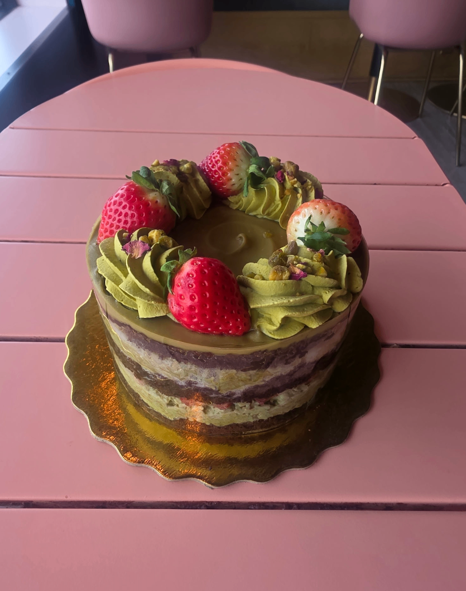 Dubai Chocolate Pistachio Cake at Sugar Bae Cafe Hicksville NY