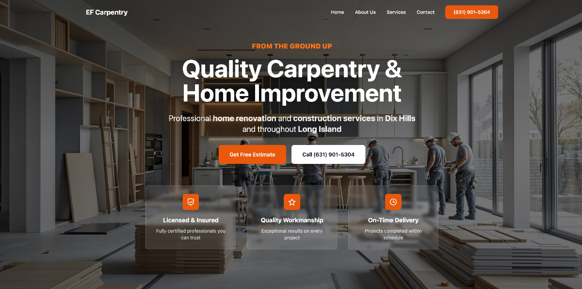 EF Carpentry website design by danmcbabe EF Carpentry