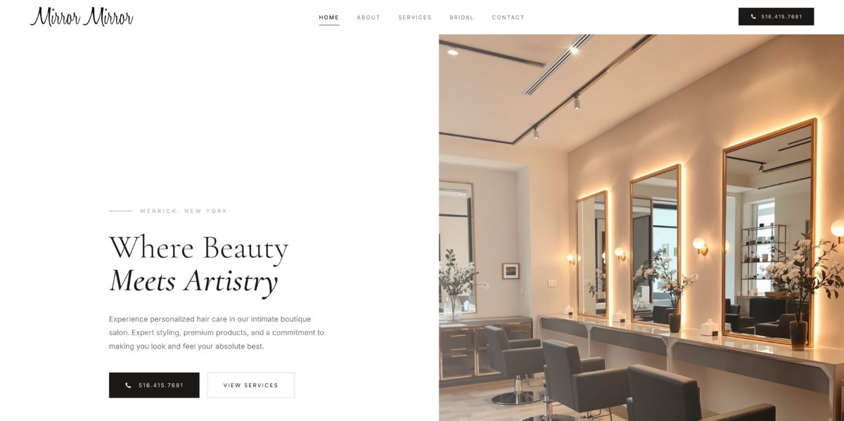 Mirror Mirror website design