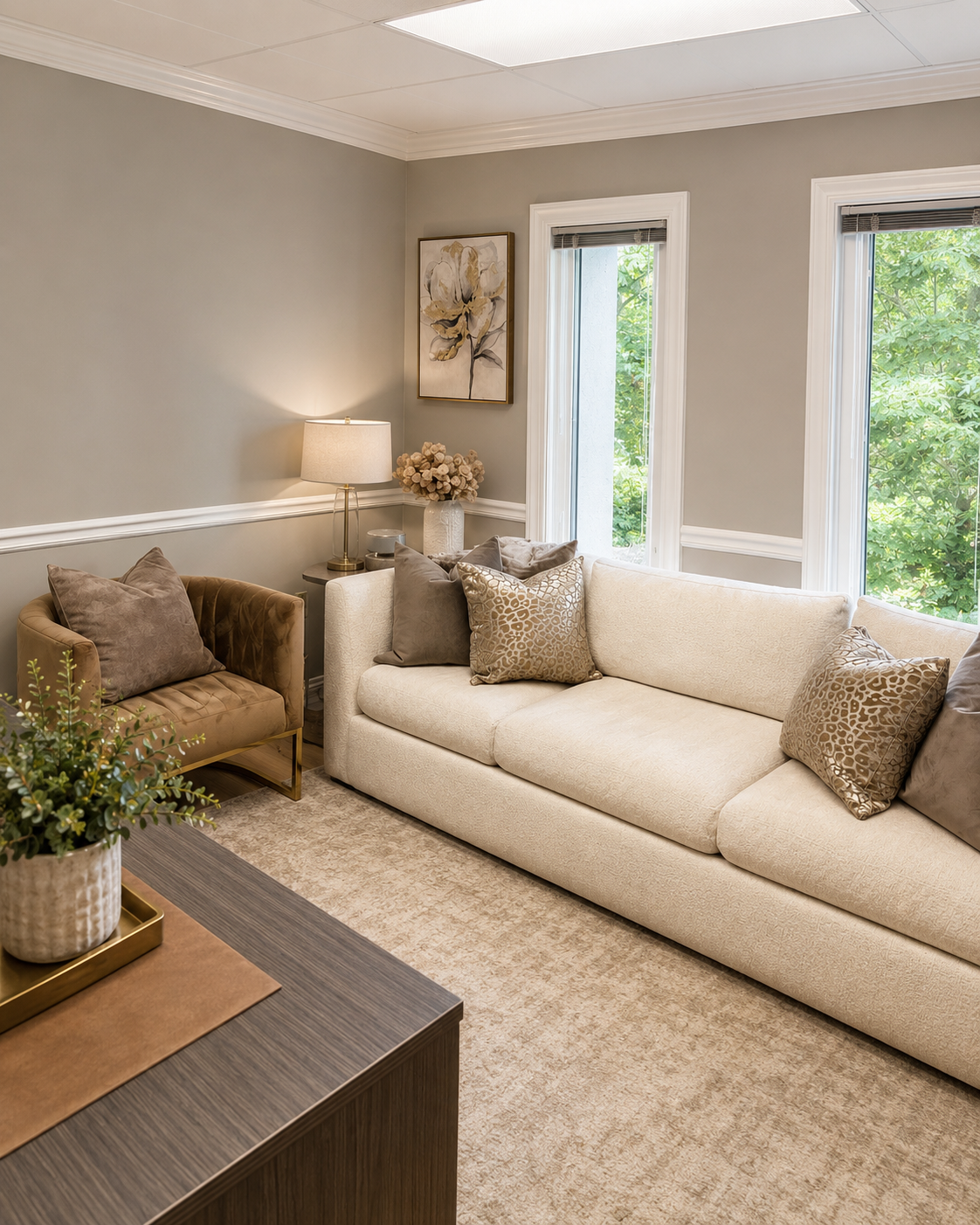 Divine Psychiatry office interior — warm, welcoming psychiatric care suite in Roswell, Georgia