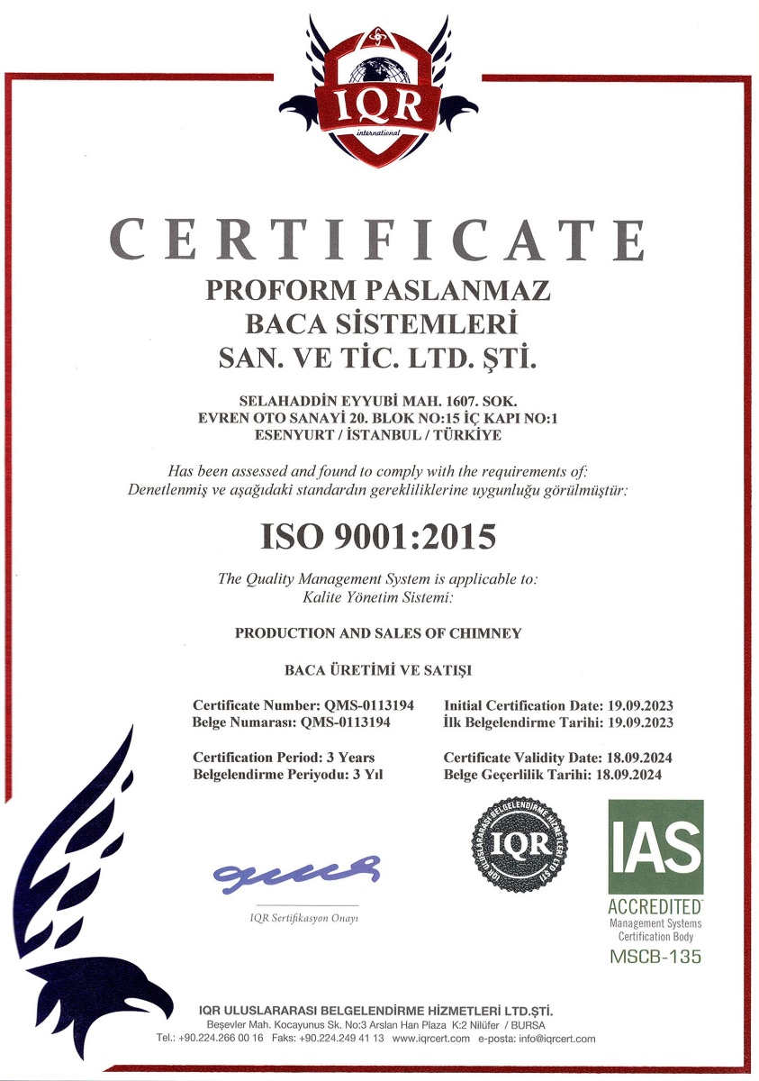 ISO 9001:2015 Quality Management System Certificate
