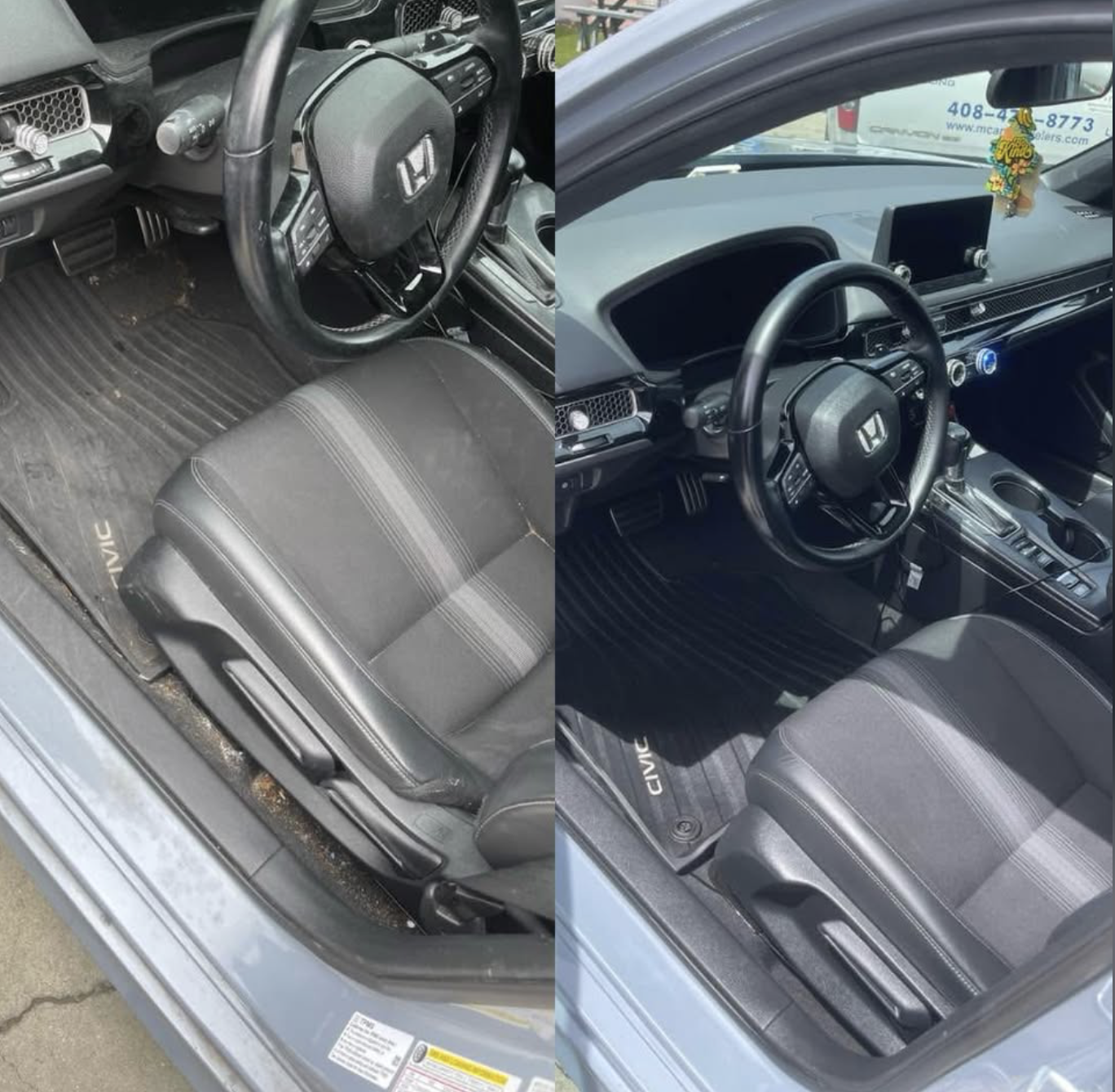 Before and after interior cleaning