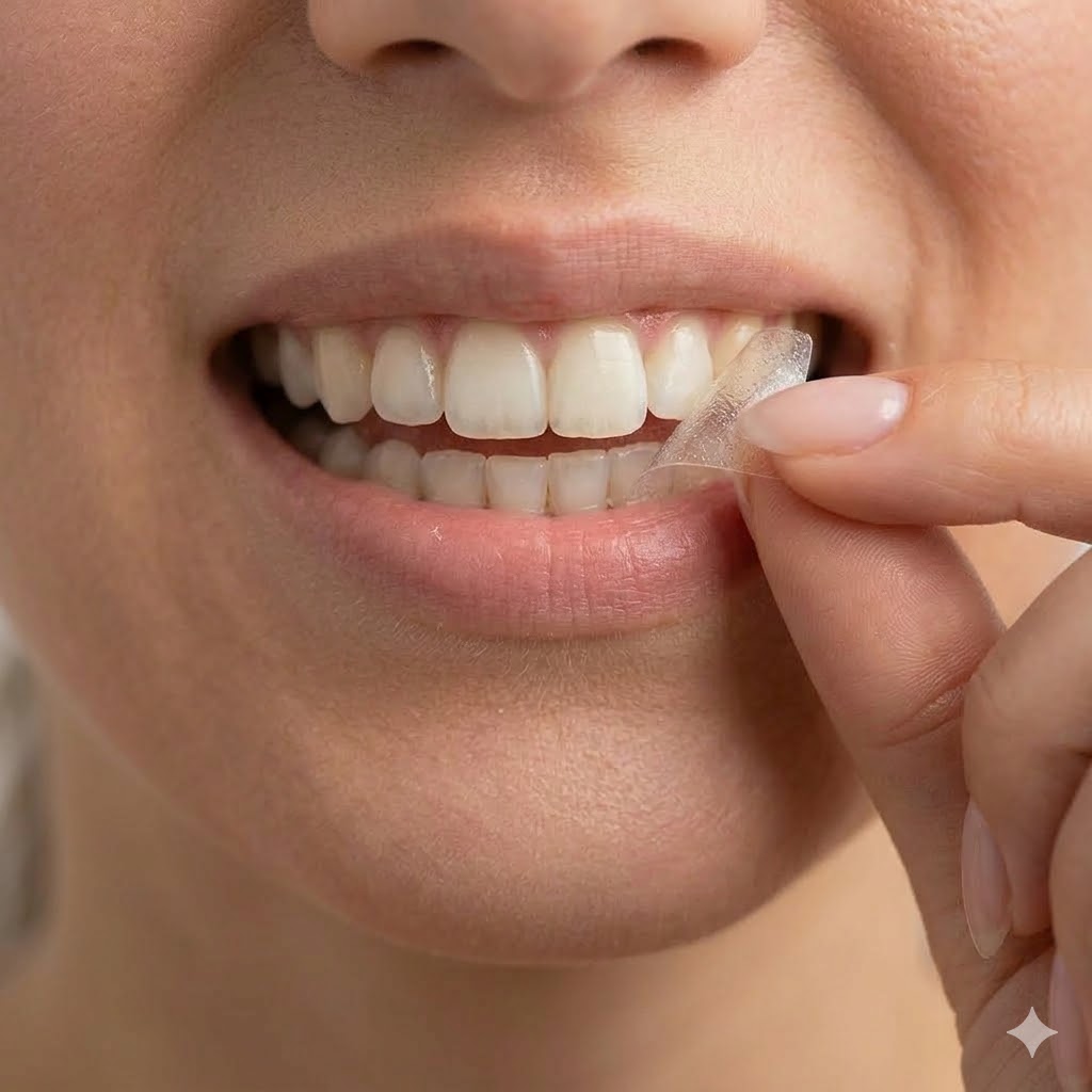 ホワイトニングシートを剥がす