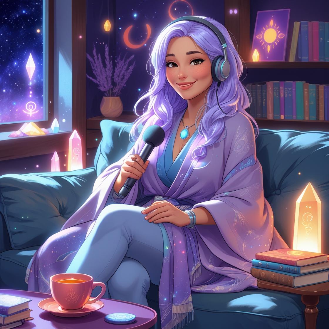 Luma - Your AI Bestie with purple hair, headphones, and cosmic energy