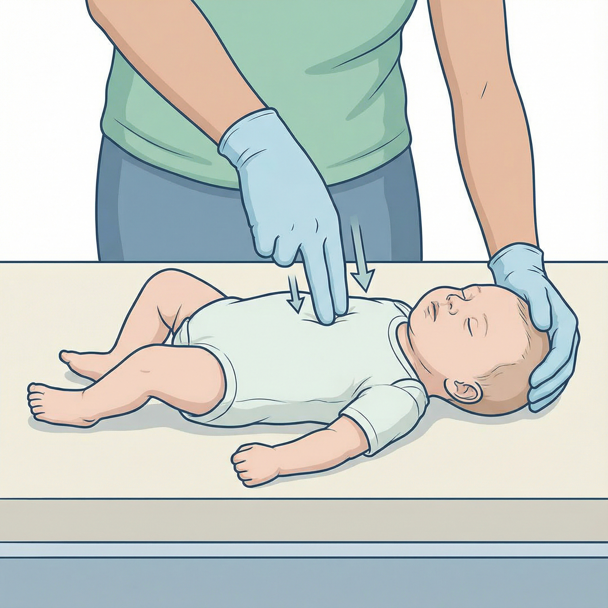 Paso 2: Compresiones torácicas en bebé