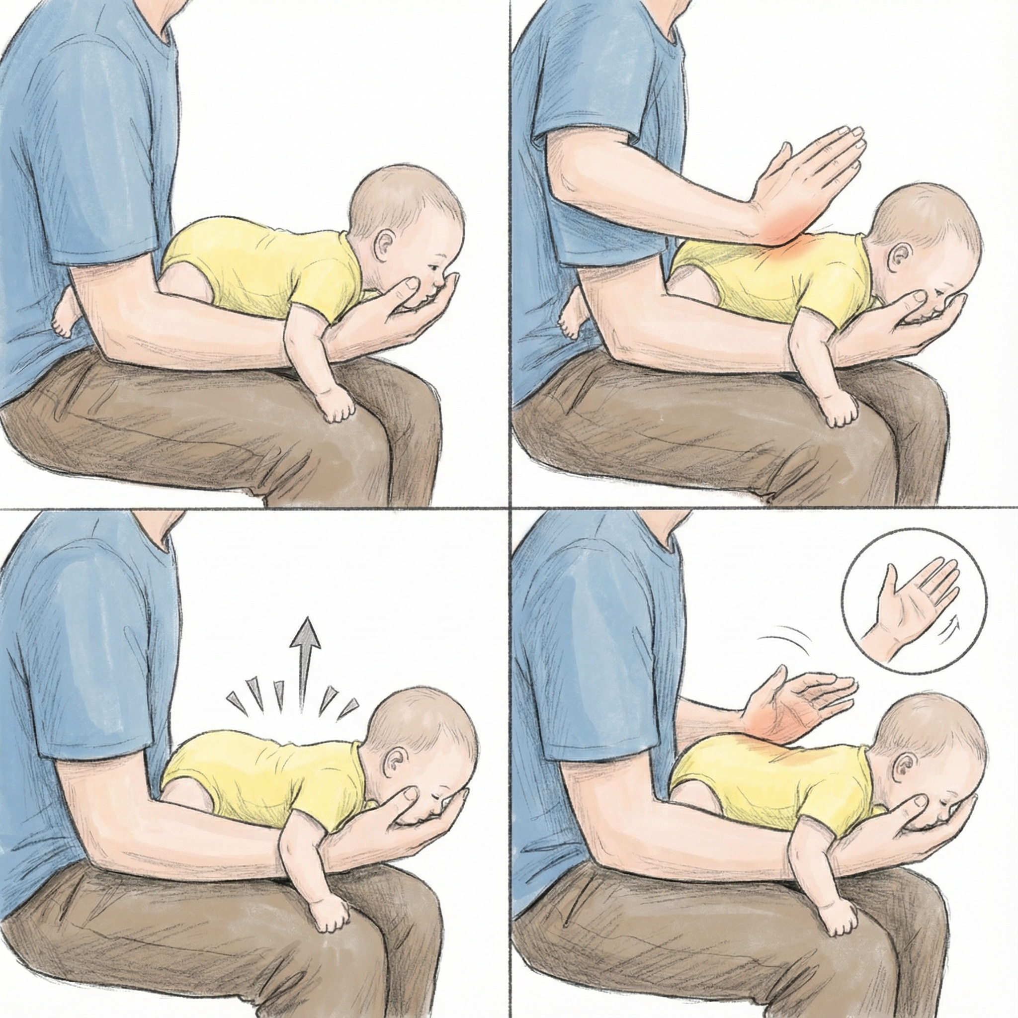 Paso 1: Golpes en la espalda para bebé atragantado