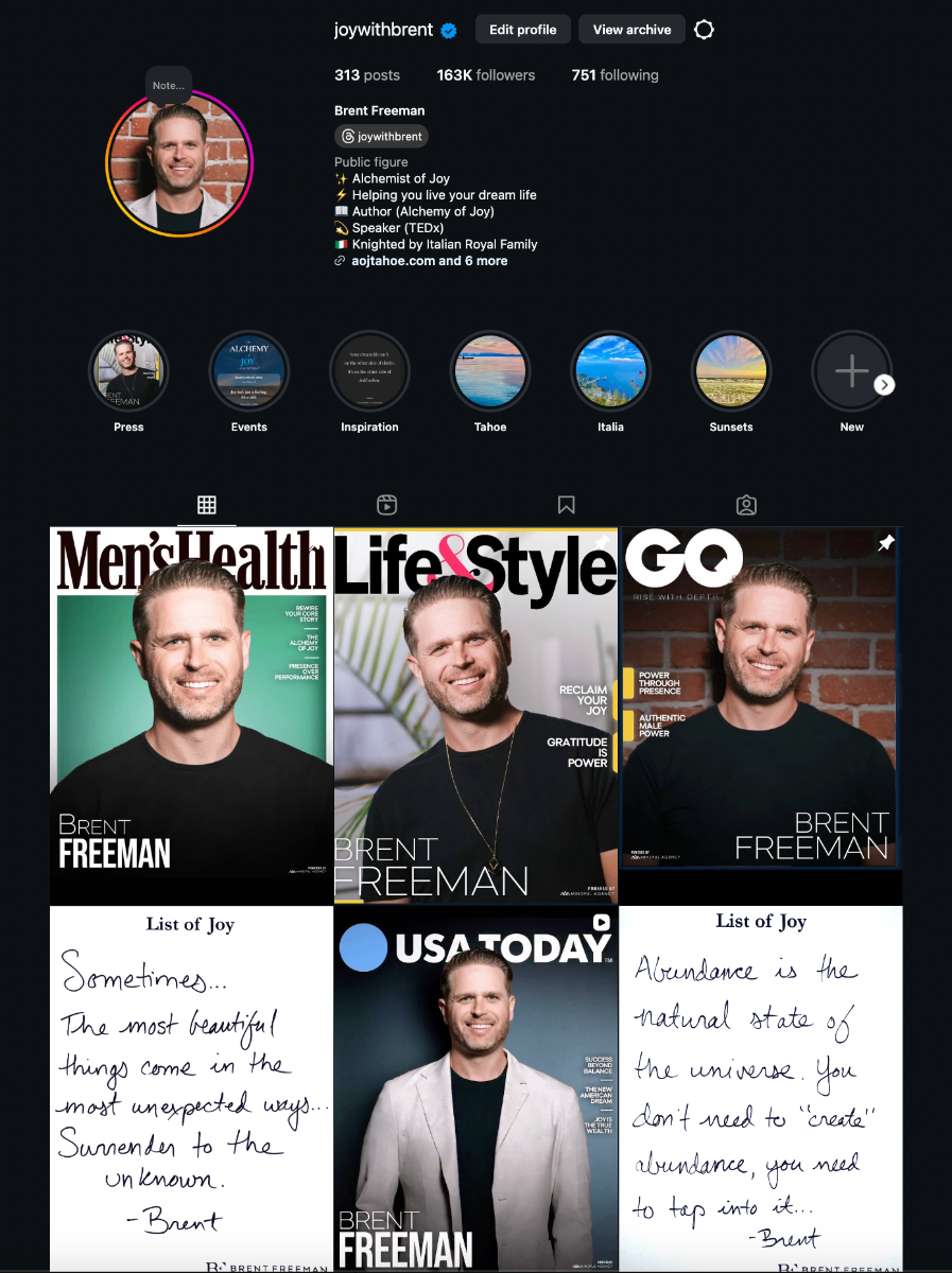 @joywithbrent Instagram Profile