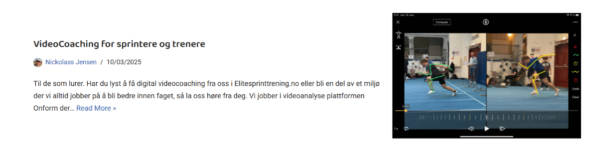 Onform videoanalyse for sprintere – split-screen teknikkanalyse