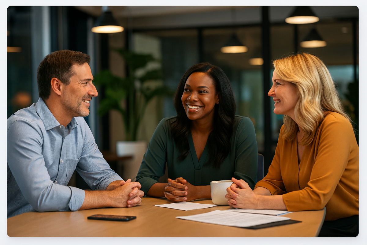 Diverse business professionals in consultation