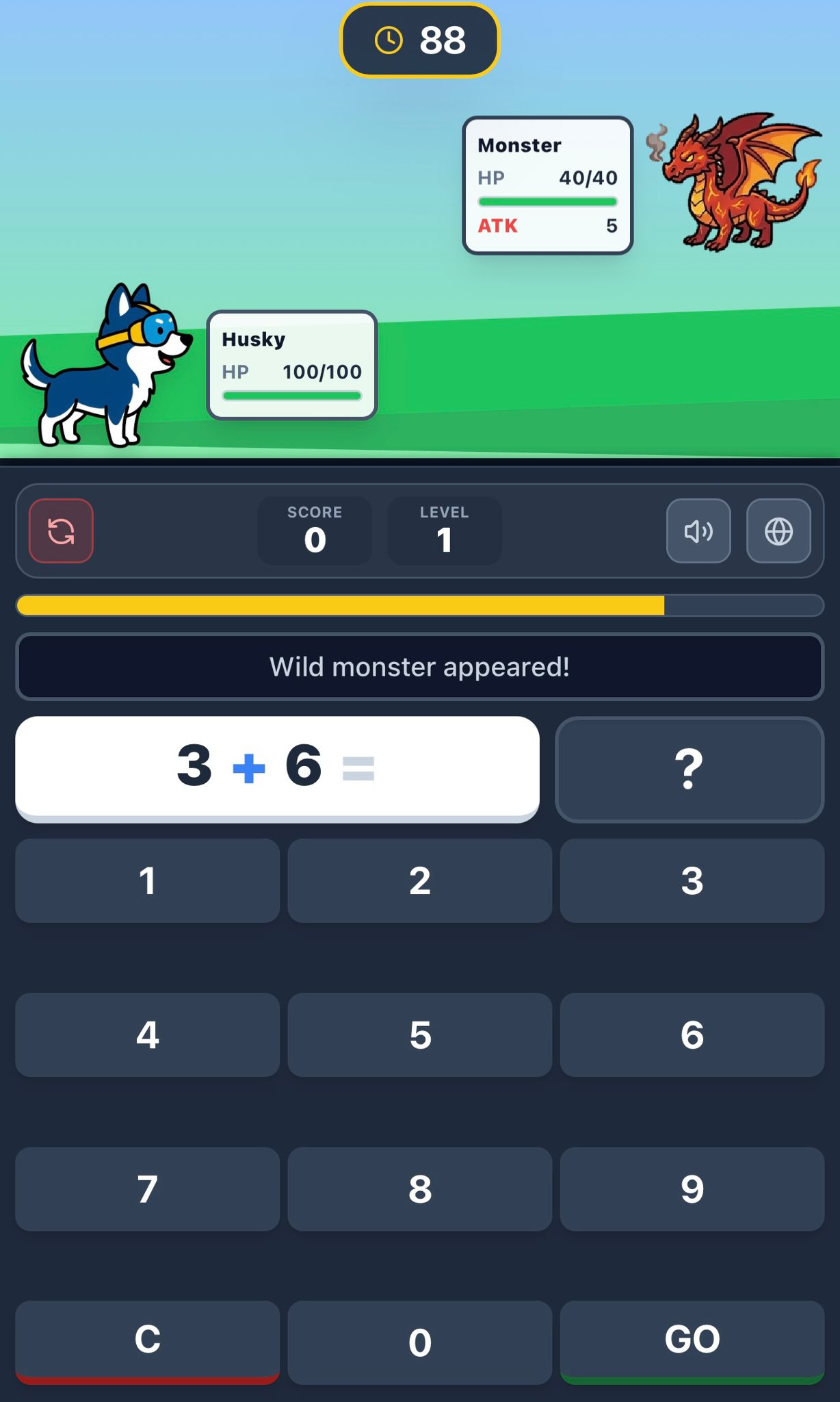 數學加減法遊戲