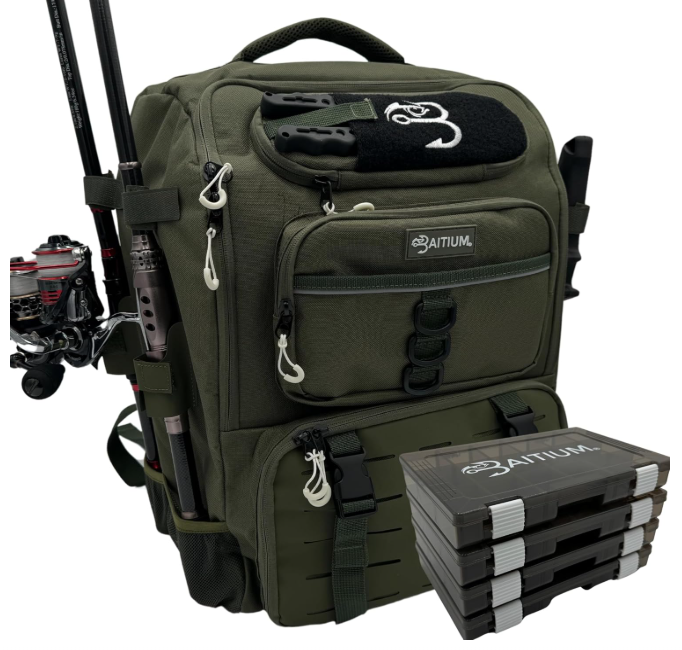 Baitium Fishing Tackle Bag With Rod Holders