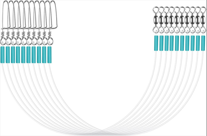 Luroad 16 Inch 20 lbs. Fluorocarbon Fishing Leader Line with Swivel and Snap - 20 Pcs.