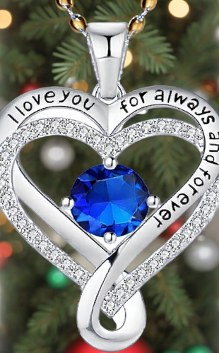 Infinity Heart Birthstone I Love You Necklace S925