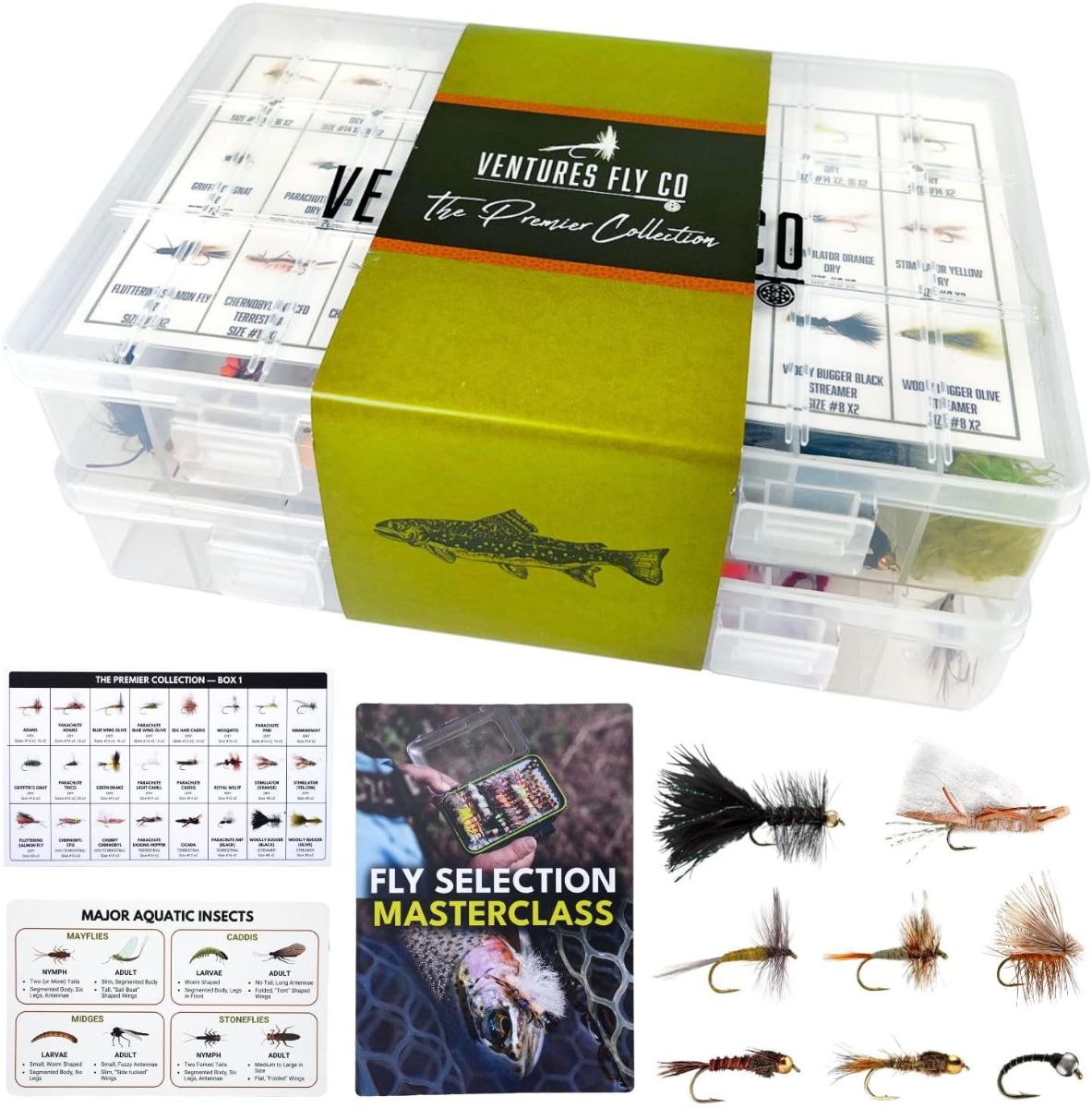 Ventures Fly Co. 122 Premium Hand Tied Fly Fishing Flies Assortment