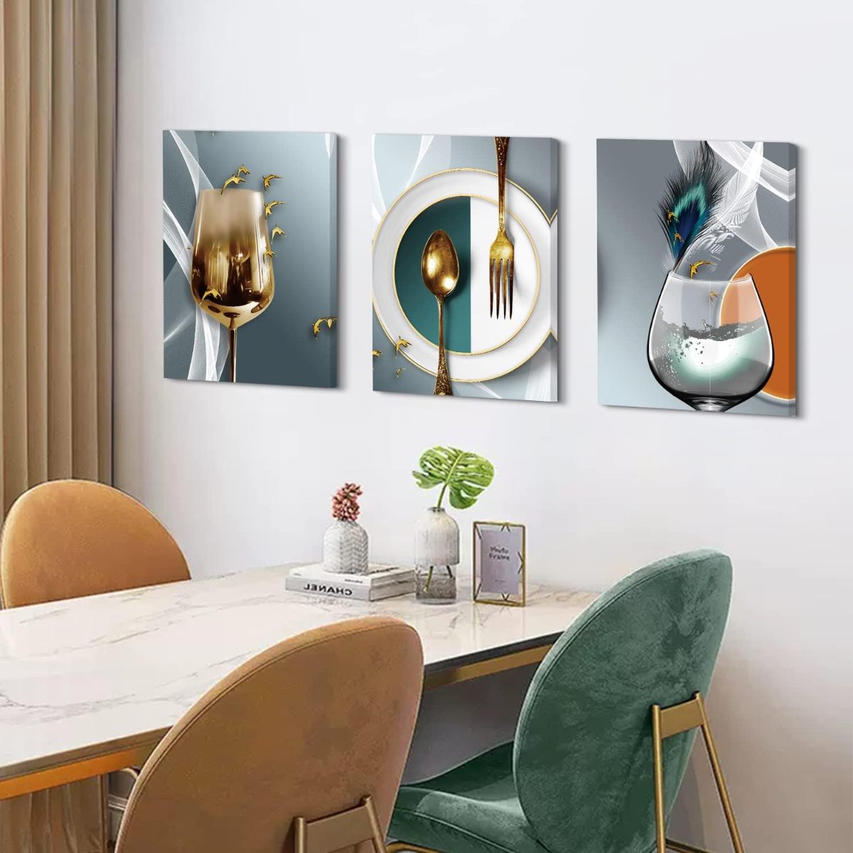 3 Piece Kitchen Wall Art Review – Modern Abstract Wine Glass Canvas Decor