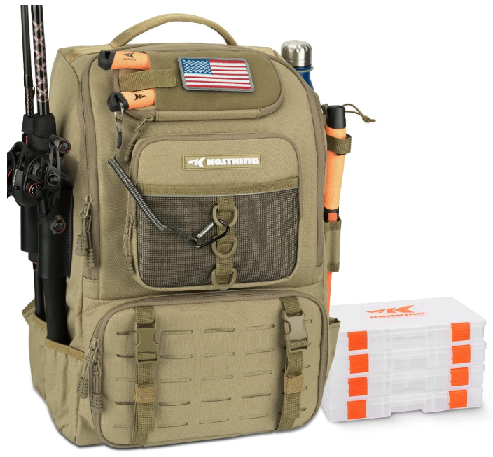 KastKing KarryAll Fishing Tackle Backpack with Rod Holder