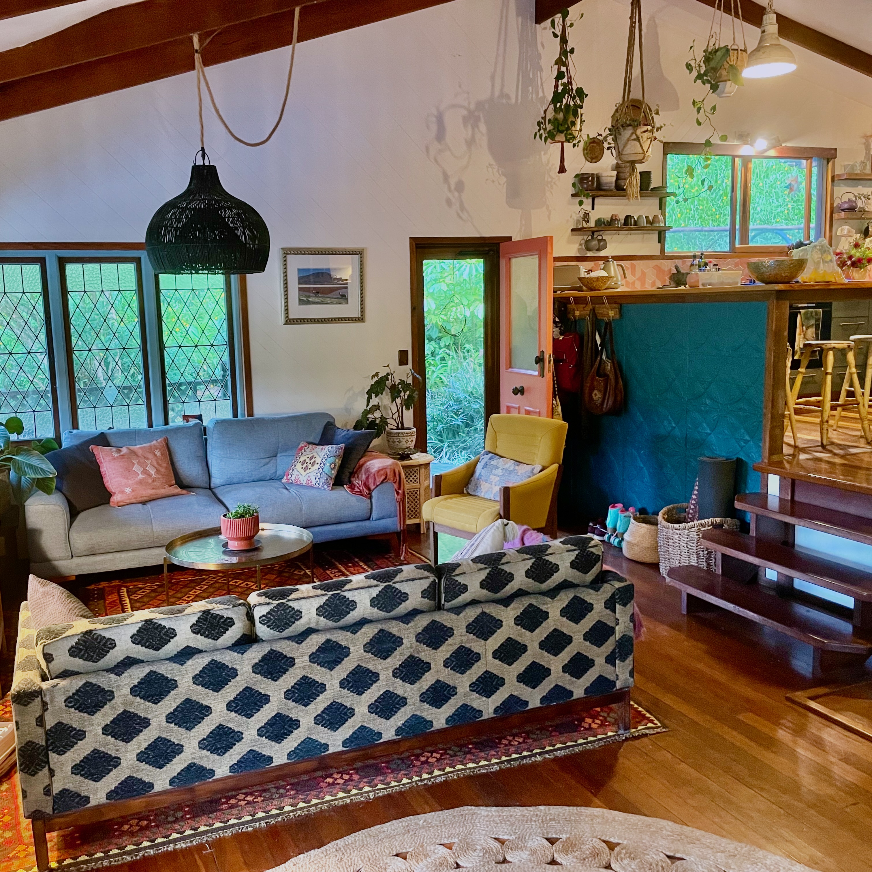 Living space with wood heater