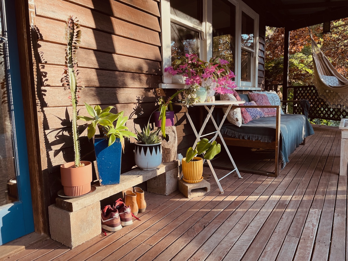Deck with plants and garden outlook