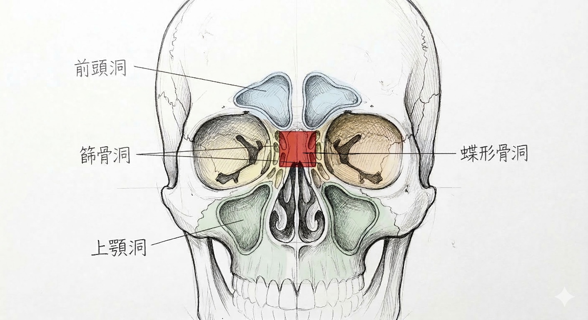 副鼻腔の解剖図