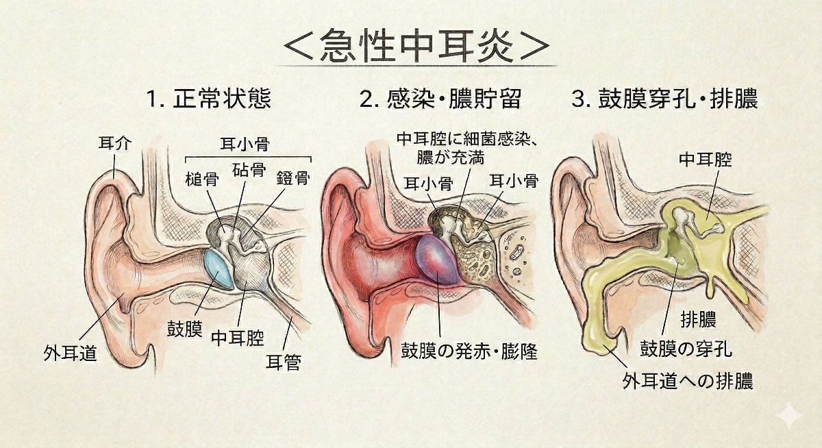 中耳炎の解剖図