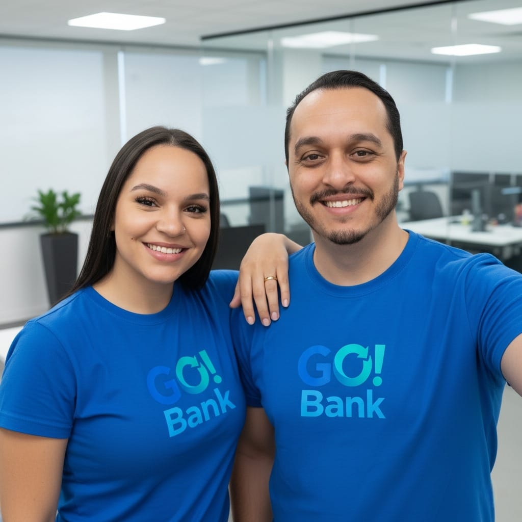 Pessoa feliz usando celular para serviços bancários