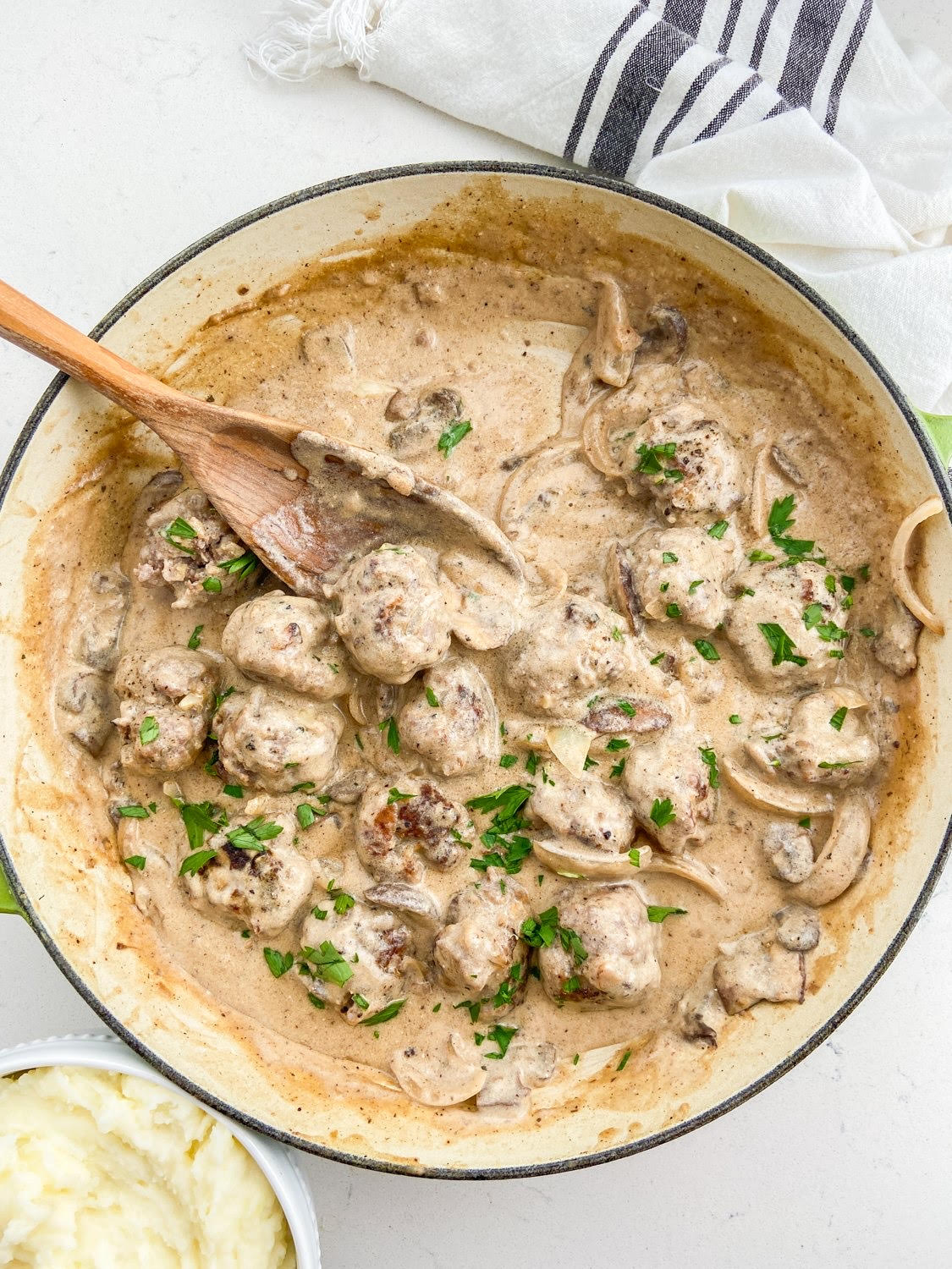 Steak Meat Balls with Mushroom gravy