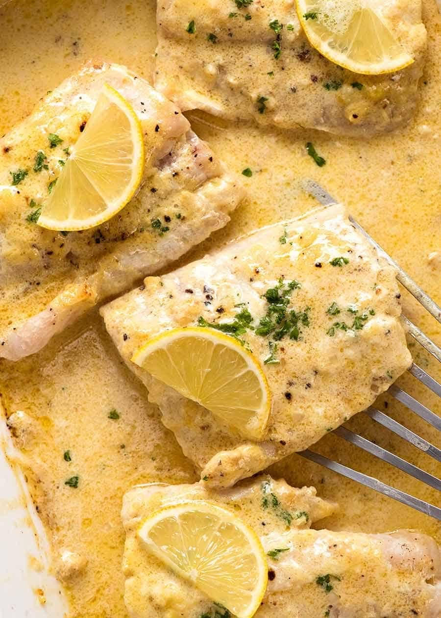 Barramundi in creamy coconut sauce