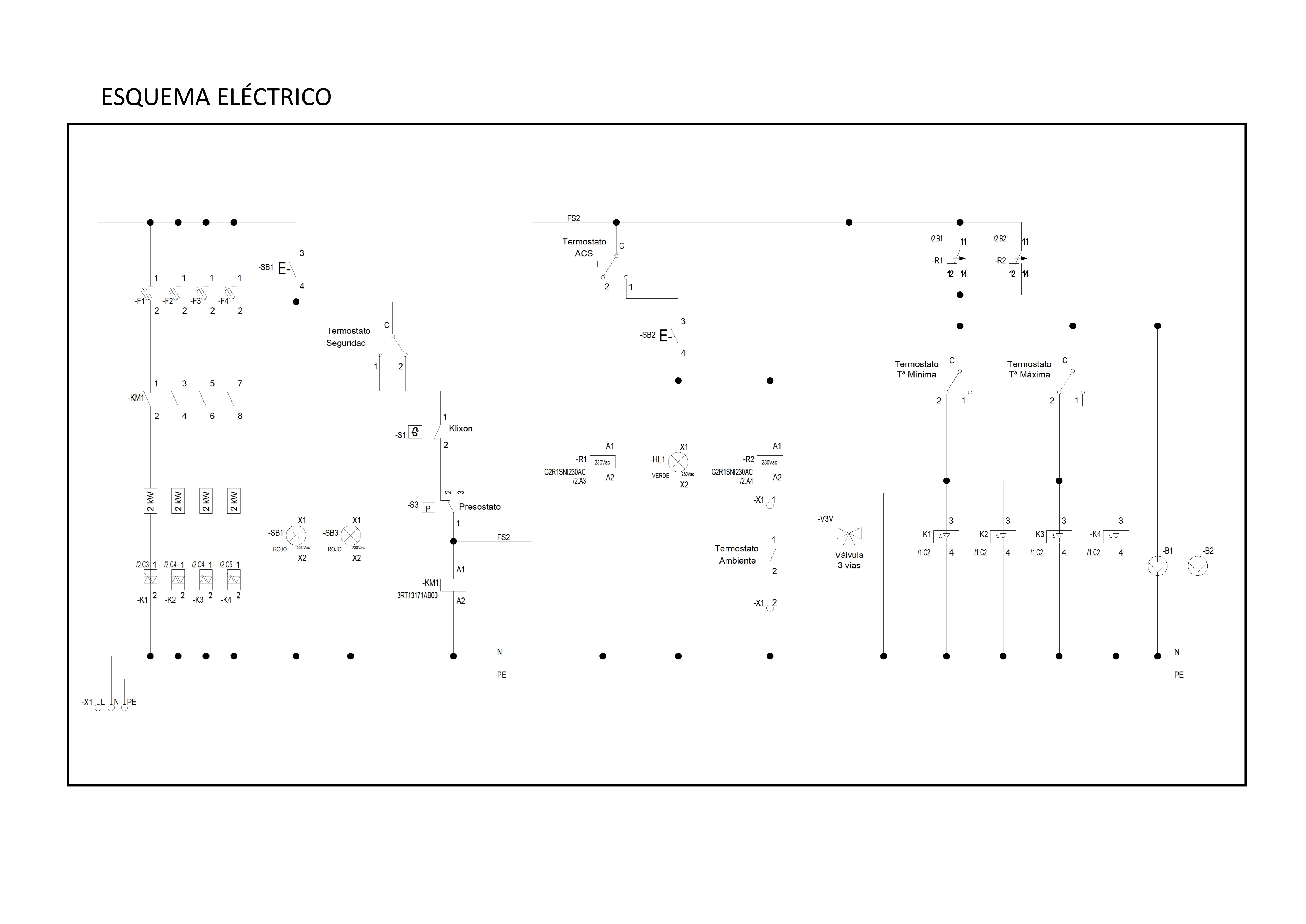 Esquema Eléctrico Completo Oleotermia Génesis - Diagrama de Conexiones