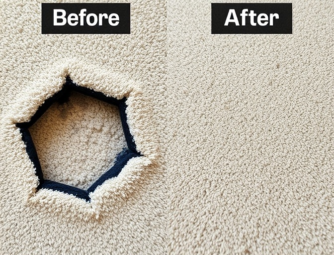 Carpet repair before and after