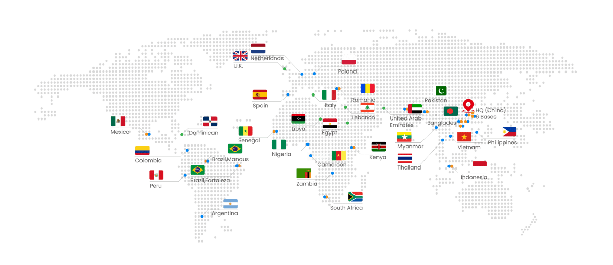 BIGBATTERY EUROPE presencia global energía crítica Mapa de presencia global de BIGBATTERY EUROPE - Red comercial internacional