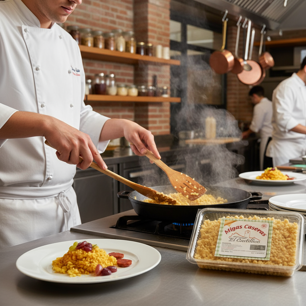 Migas en cocina profesional