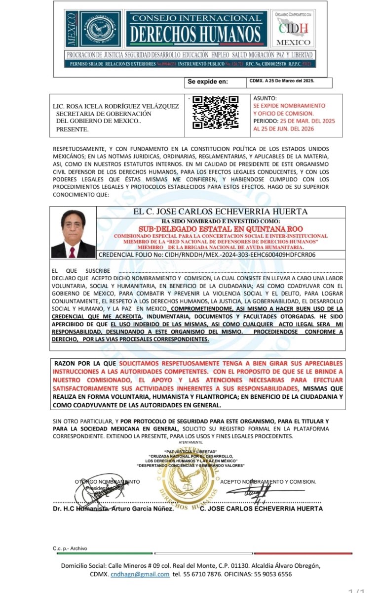 Credencial de C. JOSE CARLOS ECHEVERRIA HUERTA