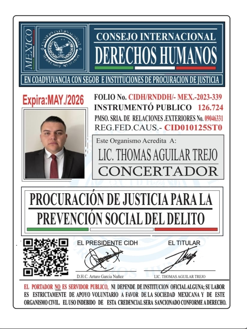 Credencial de LIC. THOMAS AGUILAR TREJO