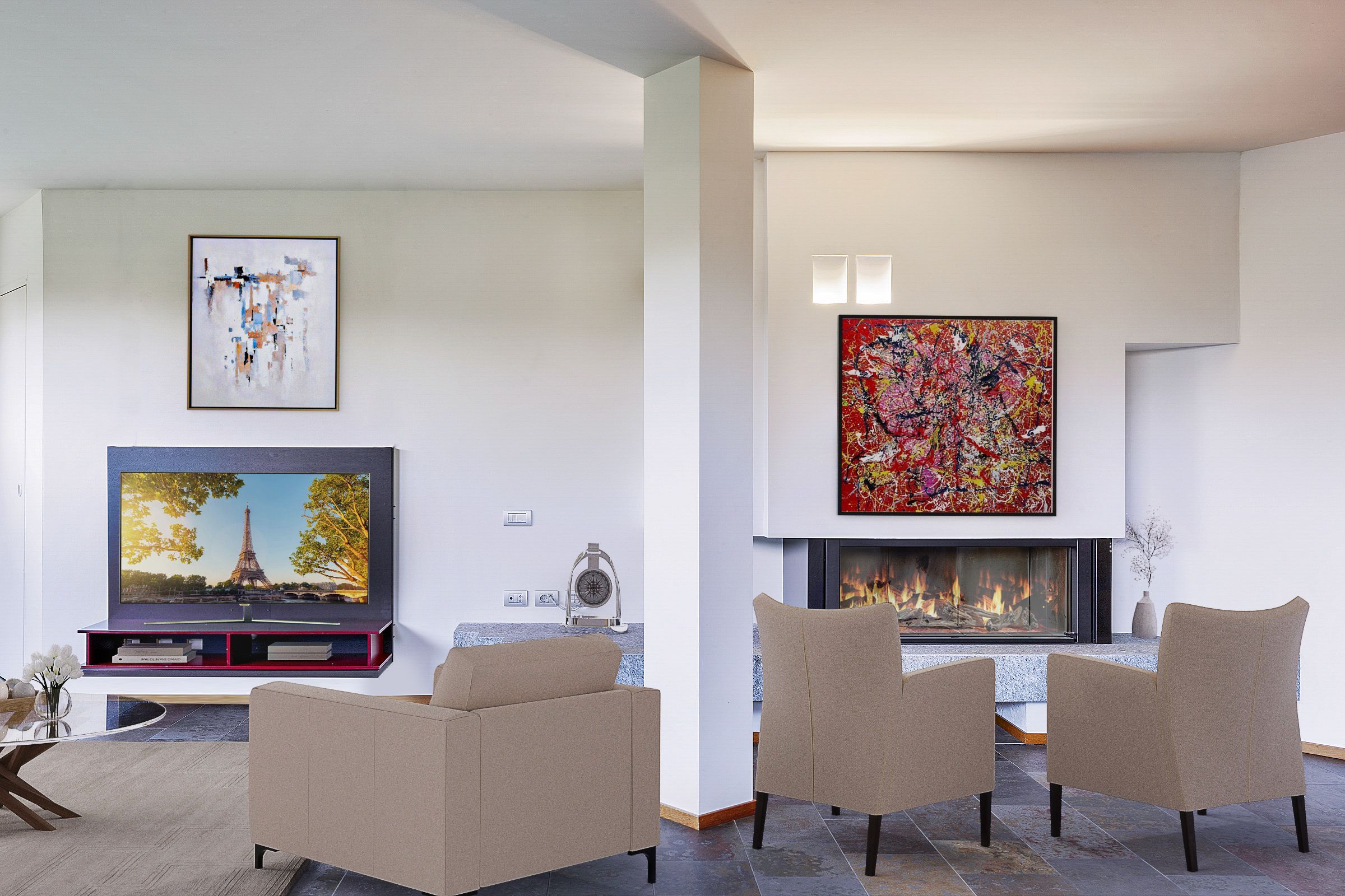 Living room with fireplace (Ground Floor)