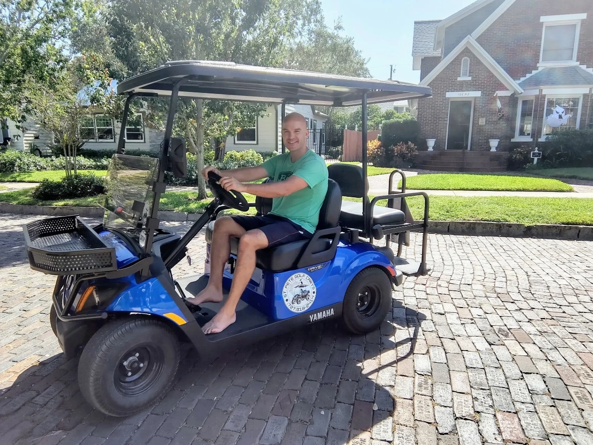 Customer on golf cart in St. Pete