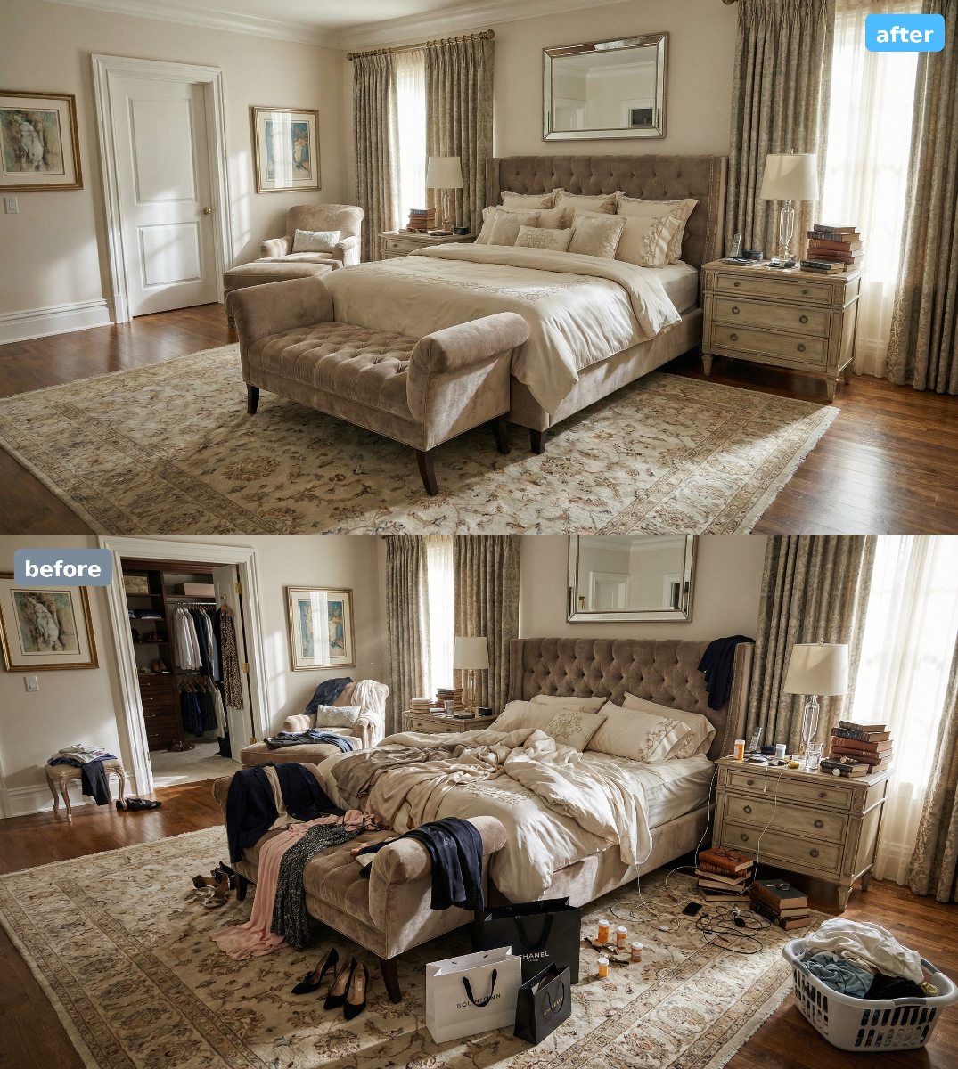 Professional cleaning before and after transformation