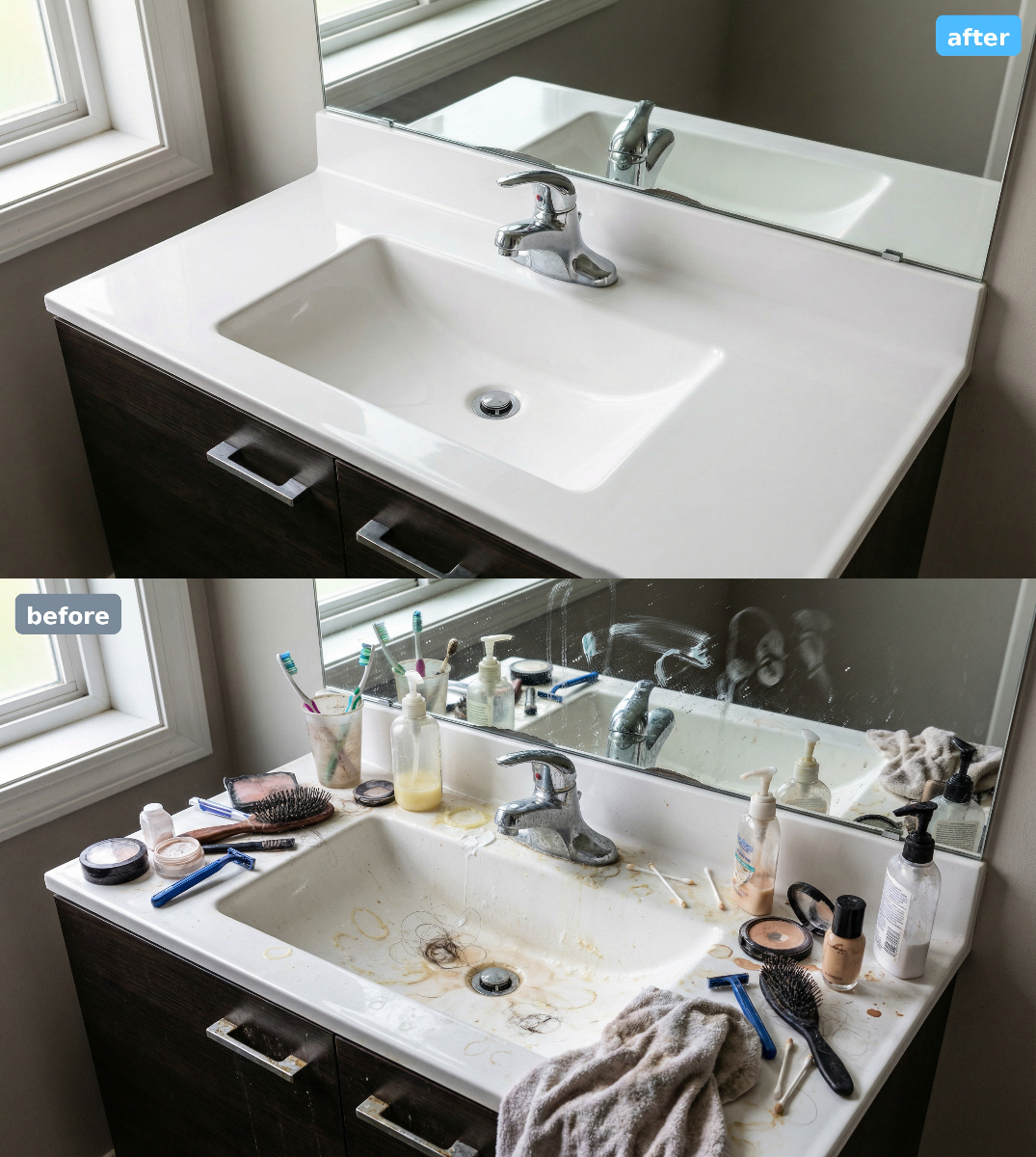Professional cleaning before and after transformation