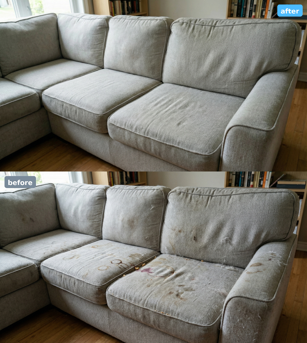 Professional cleaning before and after transformation