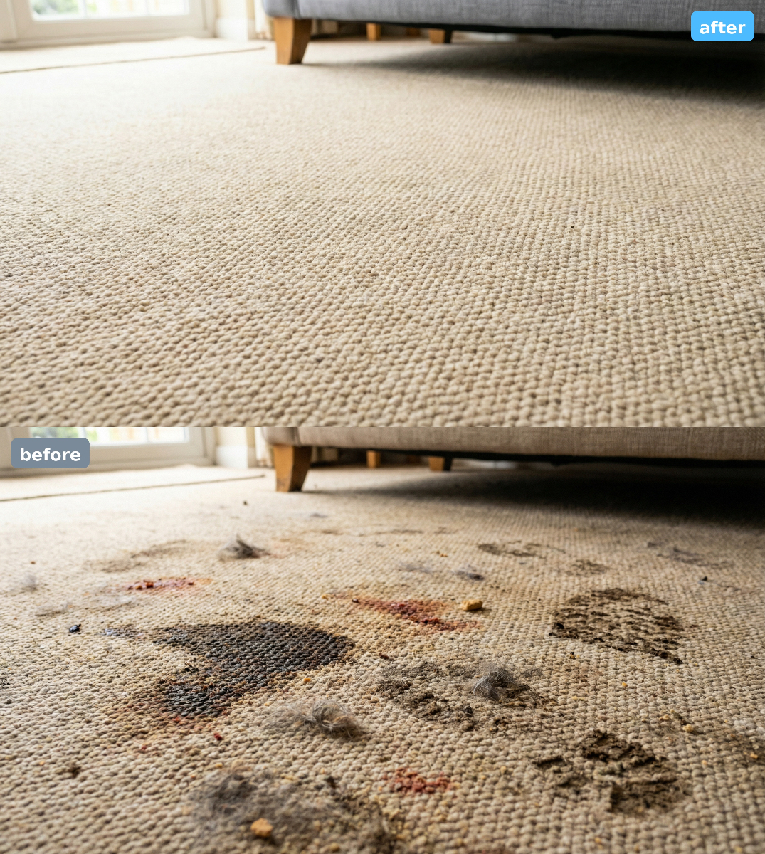 Professional cleaning before and after transformation