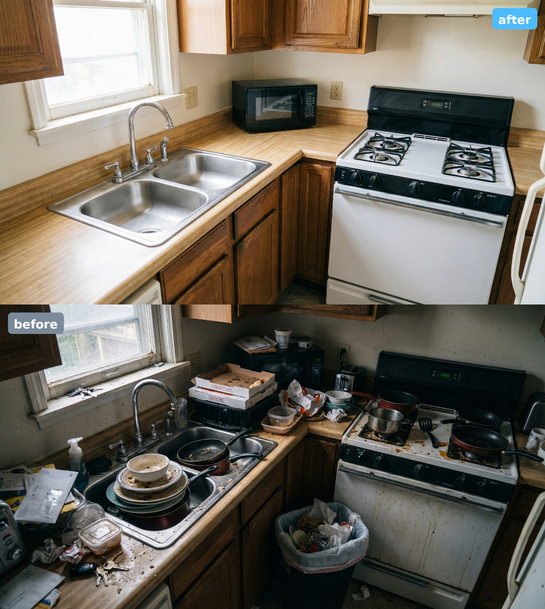 Professional cleaning before and after transformation