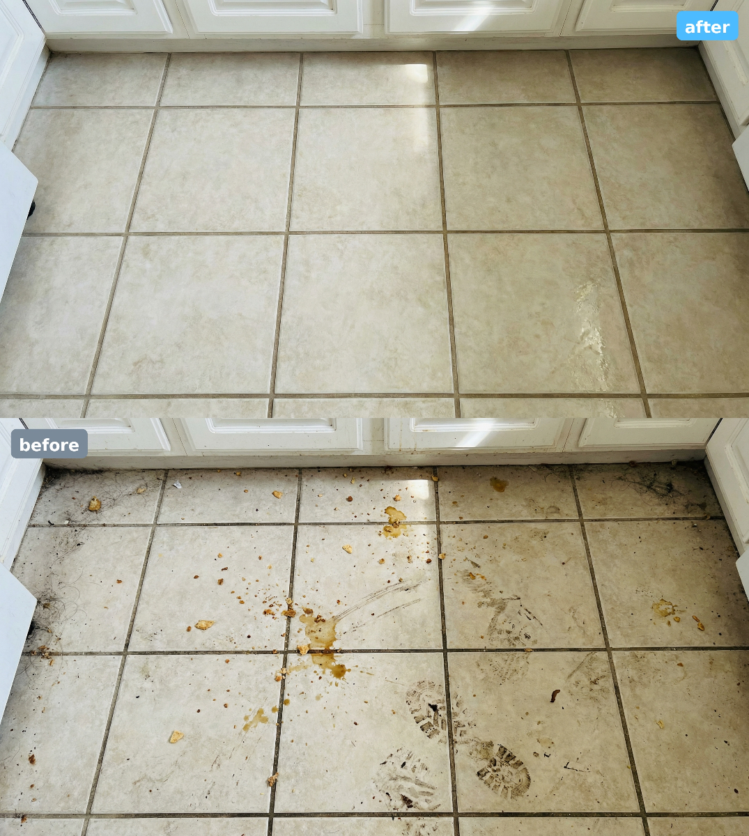 Professional cleaning before and after transformation