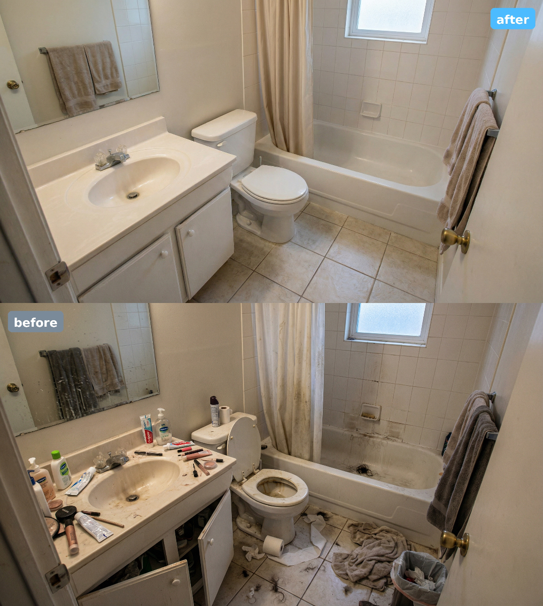 Professional cleaning before and after transformation