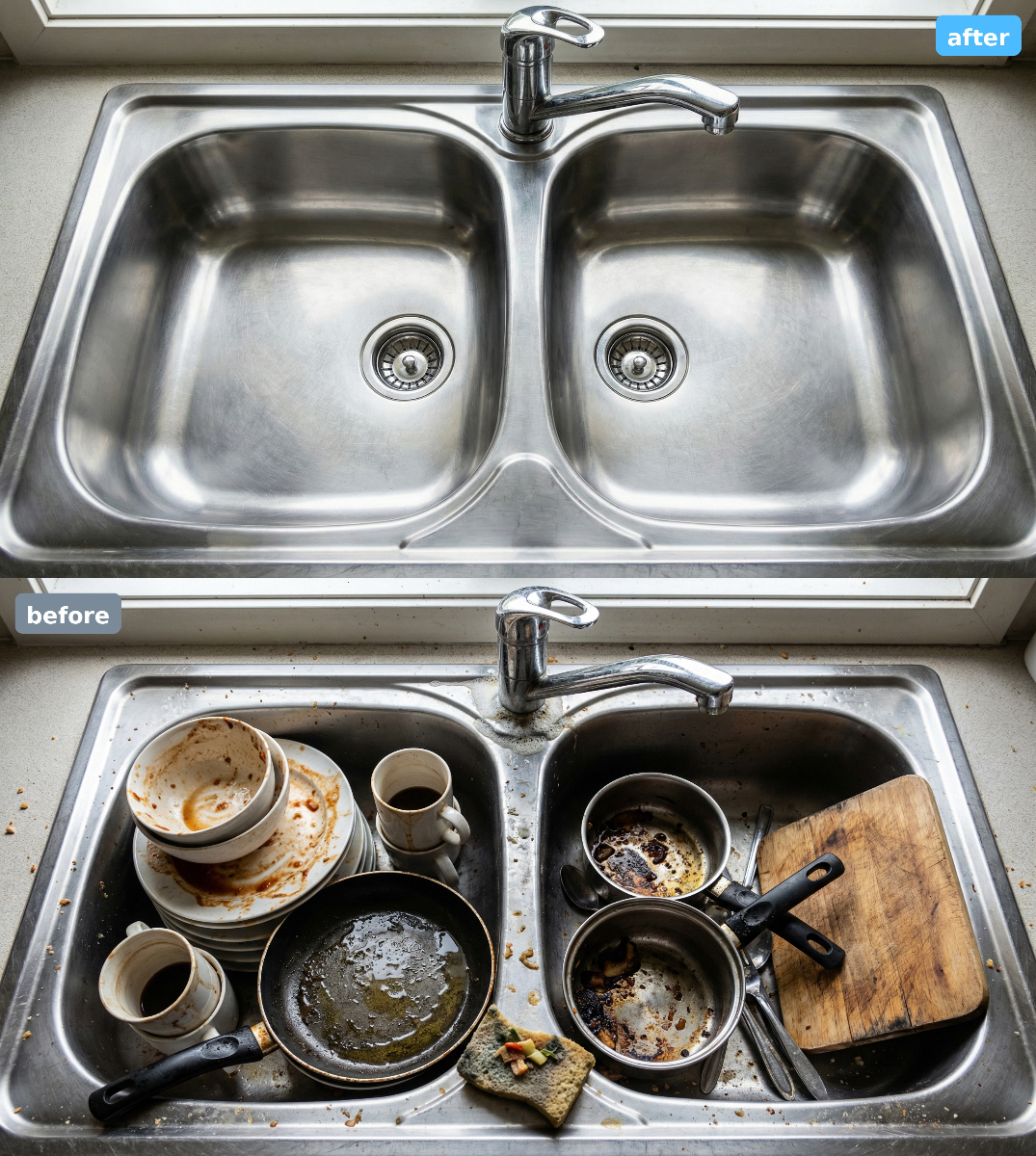 Professional cleaning before and after transformation