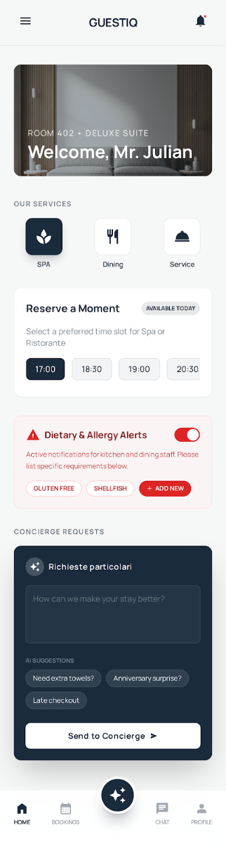 Allergeni e Concierge AI GuestIQ