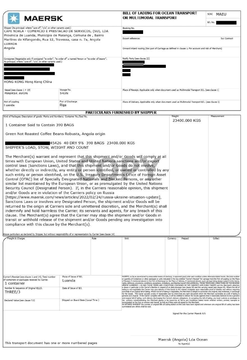 CIF Delivery - Bill of Lading